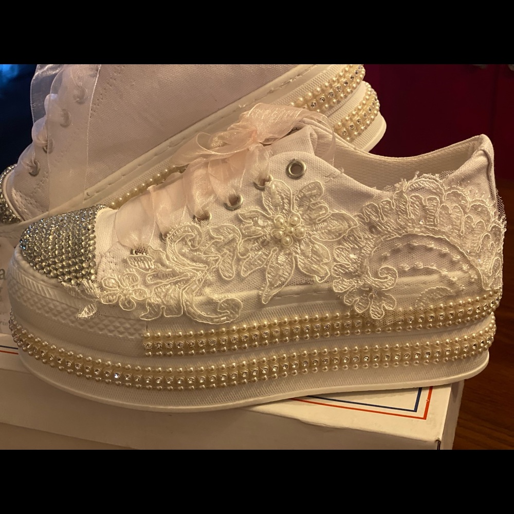 Bridal wedge sneakers from Italy🇮🇹 - Picture 4 of 6